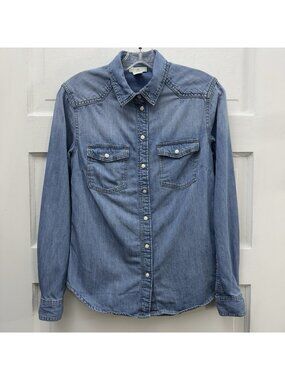 Western Style Denim Shirt H&M L.O.G.G. Womens XS Blue